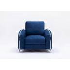 Fauteuil d'appoint en velours bleu, style contemporain, une place