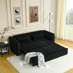 Canapé-lit convertible 3 places avec tiroirs de rangement, Noir / Beige / Orange / Gris