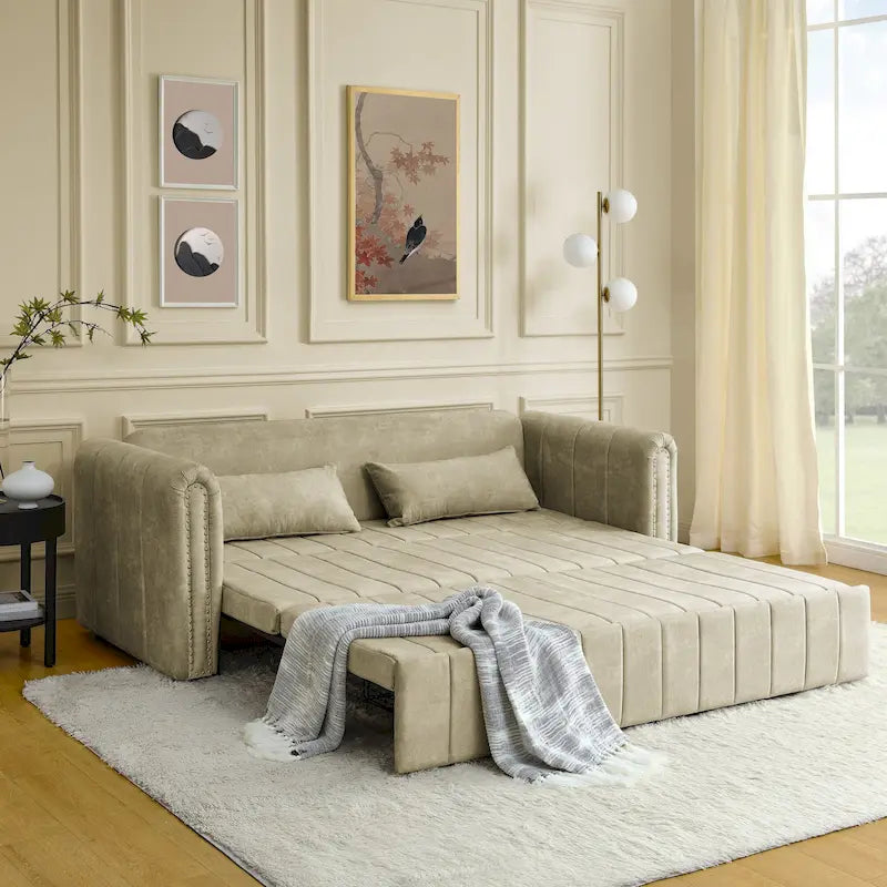 Canapé-lit convertible 3 places avec tiroirs de rangement, Noir / Beige / Orange / Gris