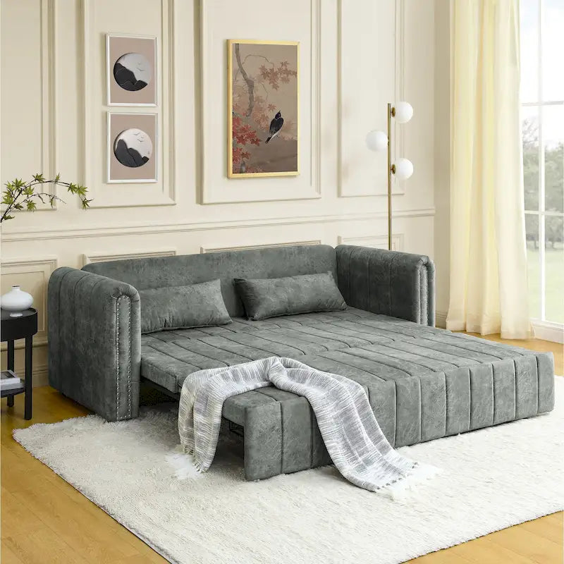 Canapé-lit convertible 3 places avec tiroirs de rangement, Noir / Beige / Orange / Gris
