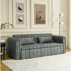 Canapé-lit convertible 3 places avec tiroirs de rangement, Noir / Beige / Orange / Gris