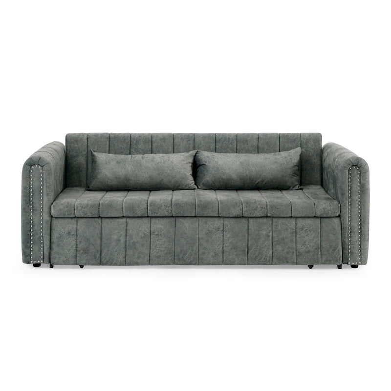 Canapé-lit convertible 3 places avec tiroirs de rangement, Noir / Beige / Orange / Gris