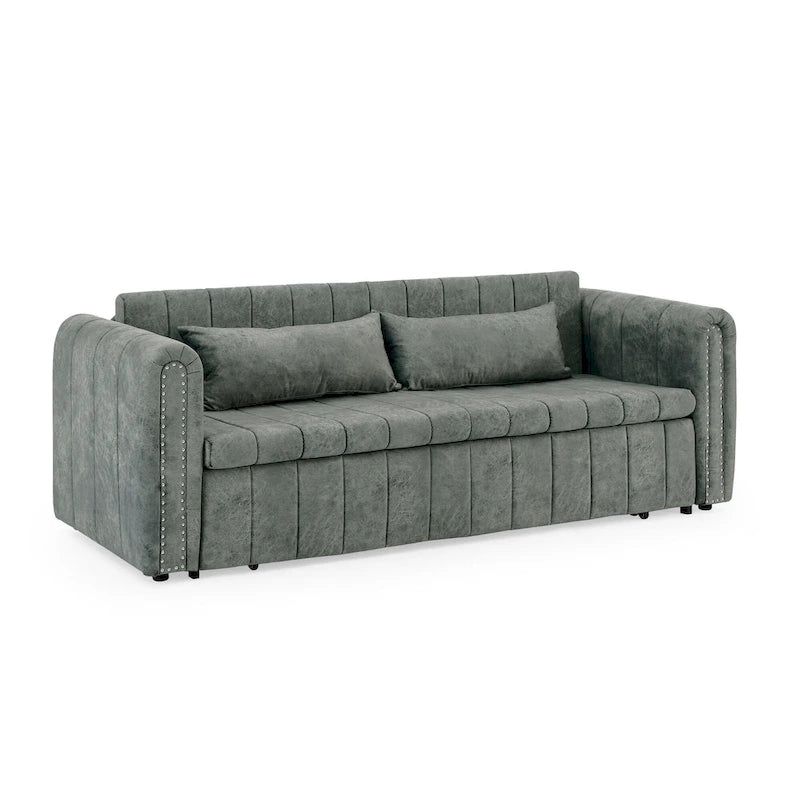 Canapé-lit convertible 3 places avec tiroirs de rangement, Noir / Beige / Orange / Gris