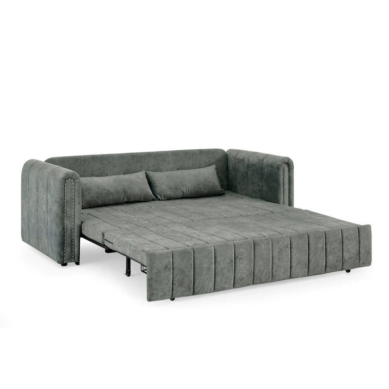 Canapé-lit convertible 3 places avec tiroirs de rangement, Noir / Beige / Orange / Gris