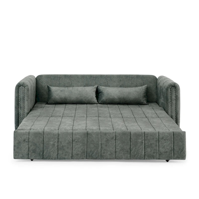 Canapé-lit convertible 3 places avec tiroirs de rangement, Noir / Beige / Orange / Gris