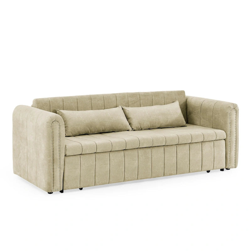 Canapé-lit convertible 3 places avec tiroirs de rangement, Noir / Beige / Orange / Gris