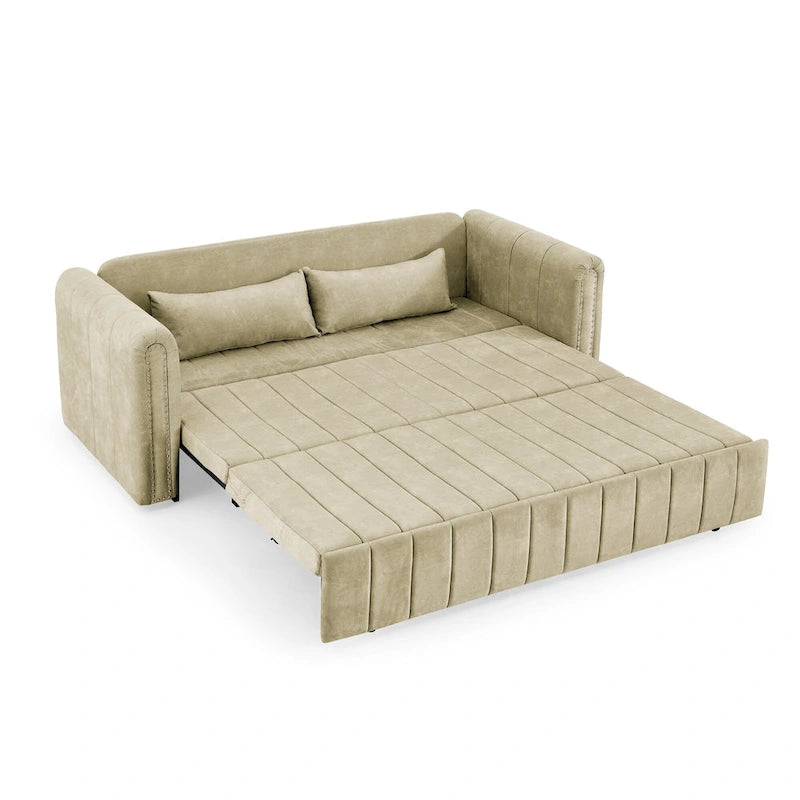 Canapé-lit convertible 3 places avec tiroirs de rangement, Noir / Beige / Orange / Gris