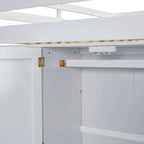 Lit mezzanine blanc/gris avec armoire, bureau et rangements – Lit simple, bois de pin + MDF