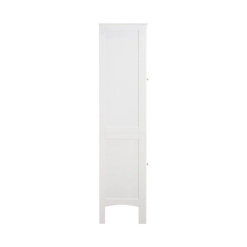 Meuble de rangement blanc à 5 niveaux autoportant avec 2 portes persiennes