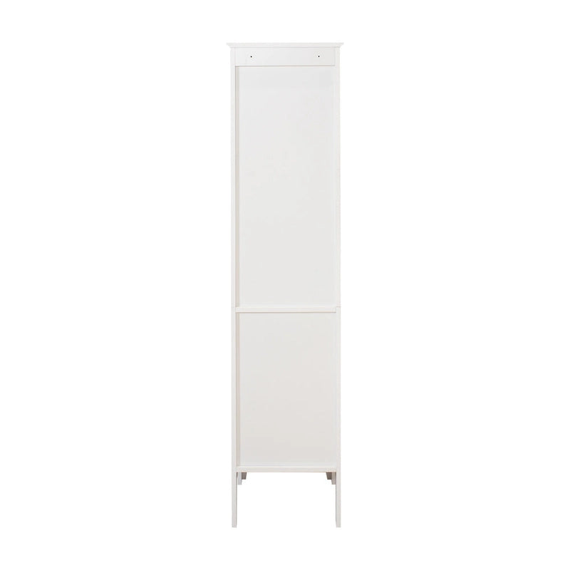 Meuble de rangement blanc à 5 niveaux autoportant avec 2 portes persiennes
