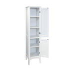Meuble de rangement blanc à 5 niveaux autoportant avec 2 portes persiennes