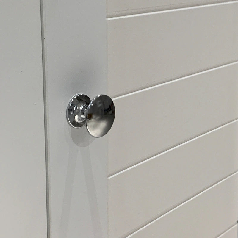 Meuble de rangement blanc à 5 niveaux autoportant avec 2 portes persiennes
