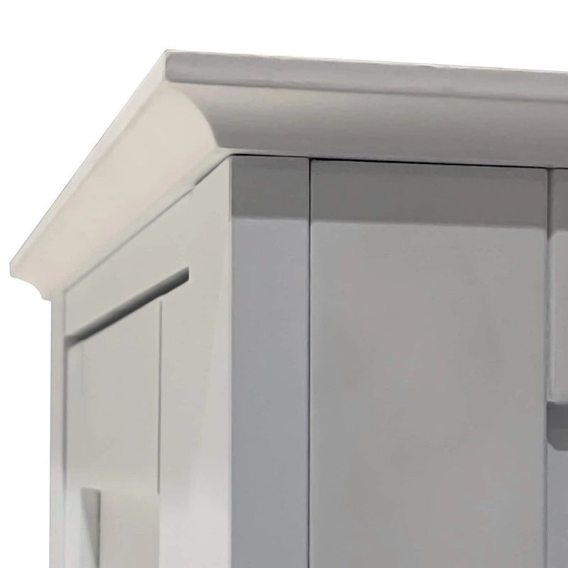 Meuble de rangement blanc à 5 niveaux autoportant avec 2 portes persiennes