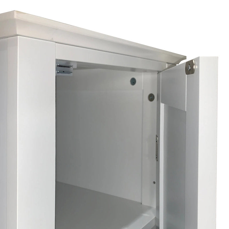 Meuble de rangement blanc à 5 niveaux autoportant avec 2 portes persiennes