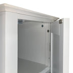 Meuble de rangement blanc à 5 niveaux autoportant avec 2 portes persiennes