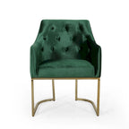 Fauteuil d'appoint capitonné en velours, pieds en fer doré, une place