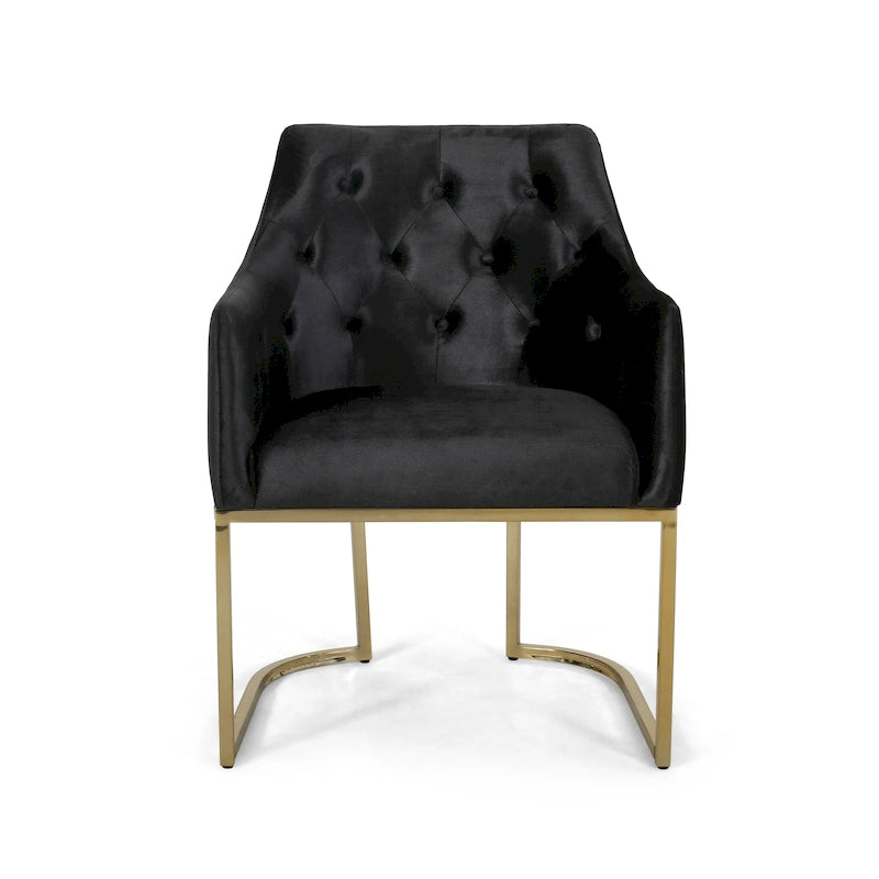 Fauteuil d'appoint capitonné en velours, pieds en fer doré, une place