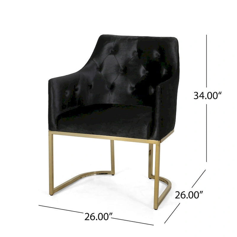 Fauteuil d'appoint capitonné en velours, pieds en fer doré, une place