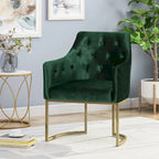 Fauteuil d'appoint capitonné en velours, pieds en fer doré, une place