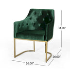 Fauteuil d'appoint capitonné en velours, pieds en fer doré, une place