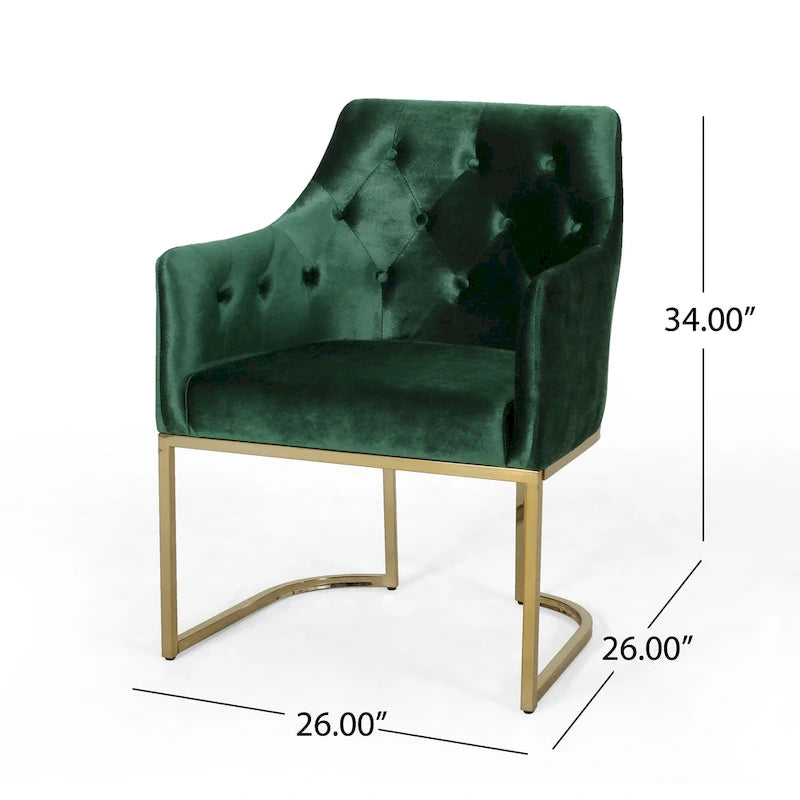Fauteuil d'appoint capitonné en velours, pieds en fer doré, une place