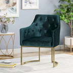 Fauteuil d'appoint capitonné en velours, pieds en fer doré, une place
