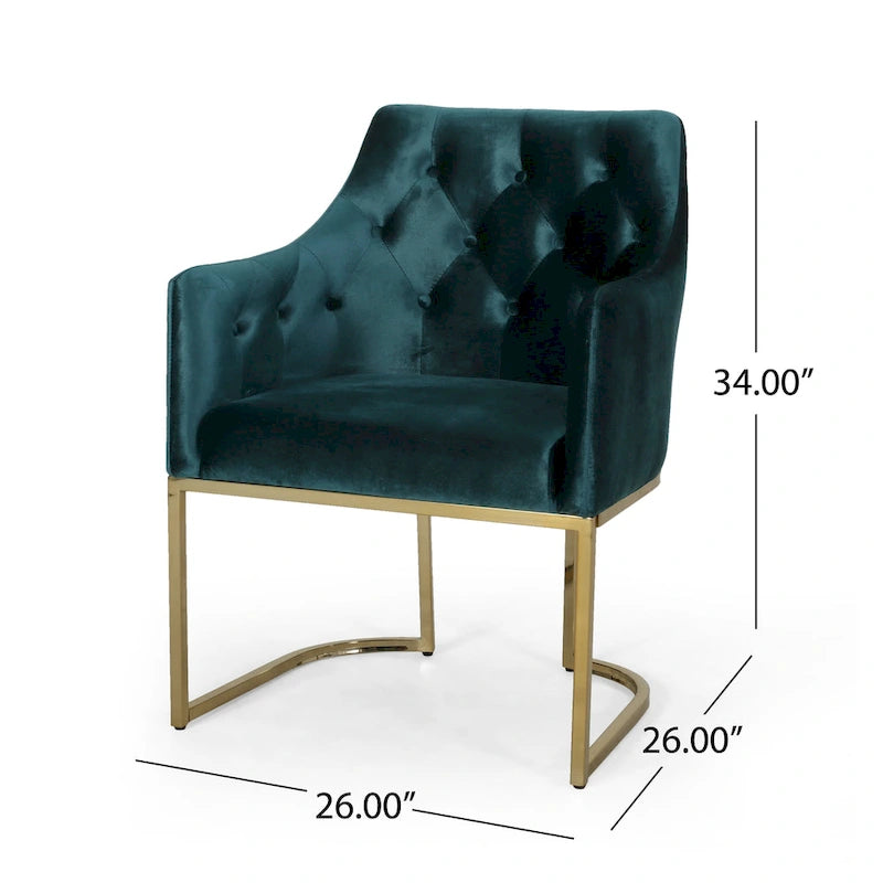 Fauteuil d'appoint capitonné en velours, pieds en fer doré, une place