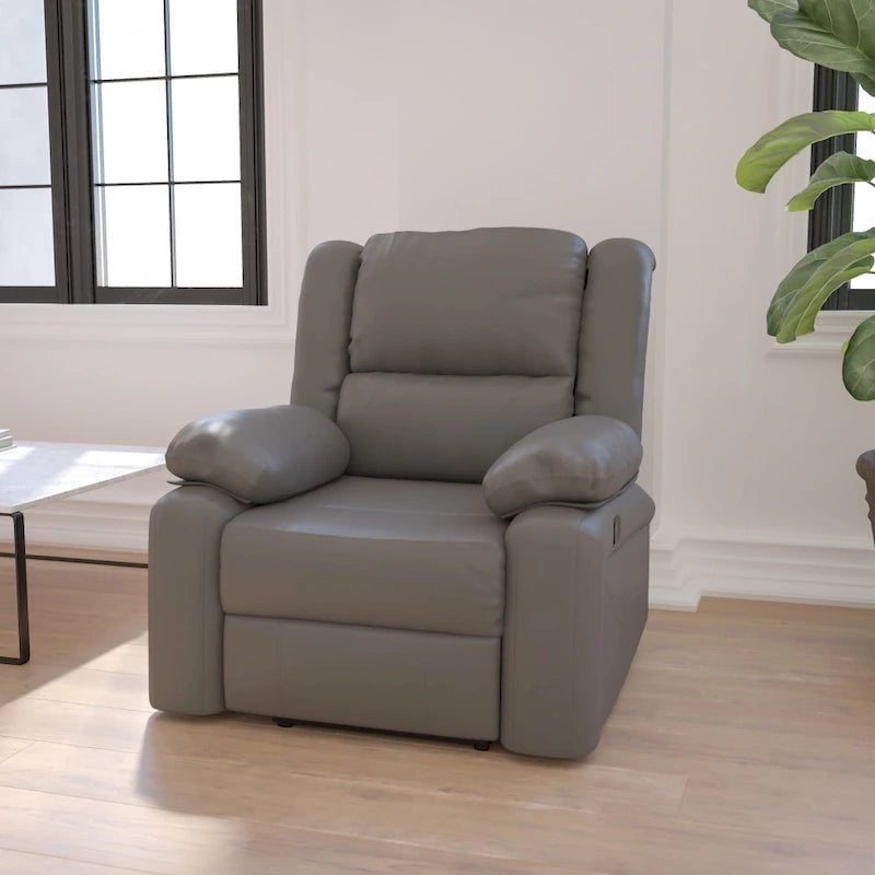 Fauteuil inclinable en cuir synthétique noir/marron/gris/crème/cognac à dossier oreiller, simple