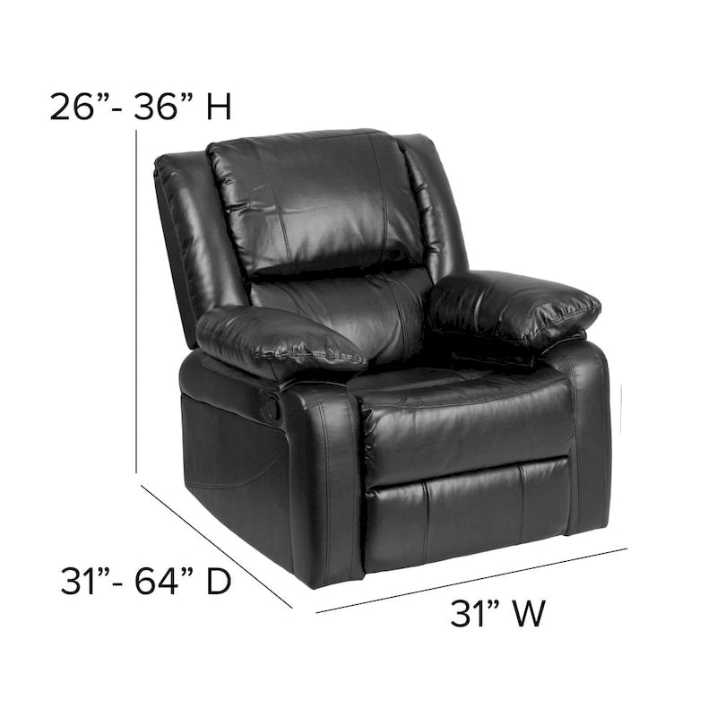 Fauteuil inclinable en cuir synthétique noir/marron/gris/crème/cognac à dossier oreiller, simple