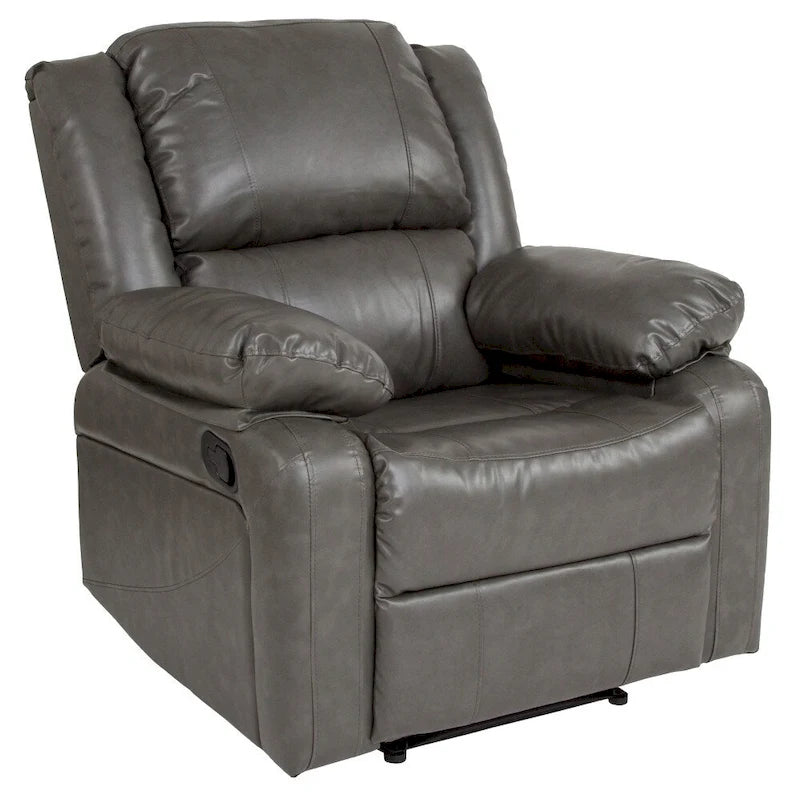Fauteuil inclinable en cuir synthétique noir/marron/gris/crème/cognac à dossier oreiller, simple