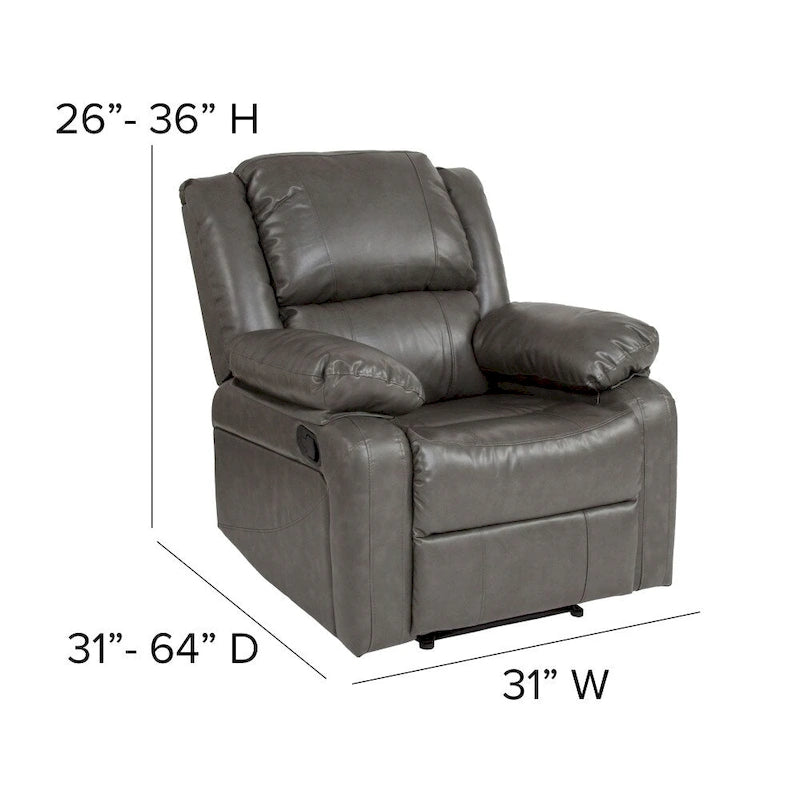 Fauteuil inclinable en cuir synthétique noir/marron/gris/crème/cognac à dossier oreiller, simple