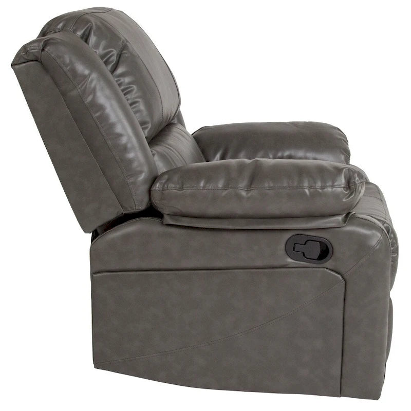 Fauteuil inclinable en cuir synthétique noir/marron/gris/crème/cognac à dossier oreiller, simple