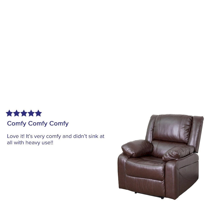 Fauteuil inclinable en cuir synthétique noir/marron/gris/crème/cognac à dossier oreiller, simple