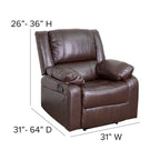 Fauteuil inclinable en cuir synthétique noir/marron/gris/crème/cognac à dossier oreiller, simple