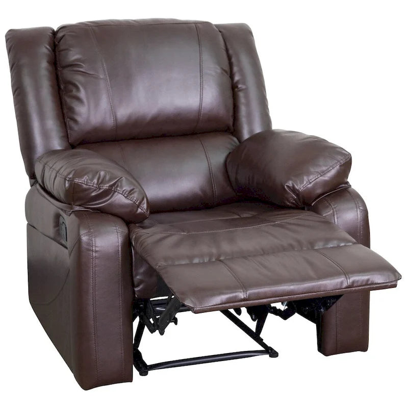 Fauteuil inclinable en cuir synthétique noir/marron/gris/crème/cognac à dossier oreiller, simple