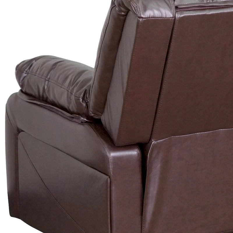 Fauteuil inclinable en cuir synthétique noir/marron/gris/crème/cognac à dossier oreiller, simple
