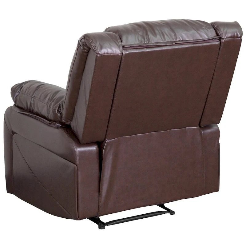 Fauteuil inclinable en cuir synthétique noir/marron/gris/crème/cognac à dossier oreiller, simple