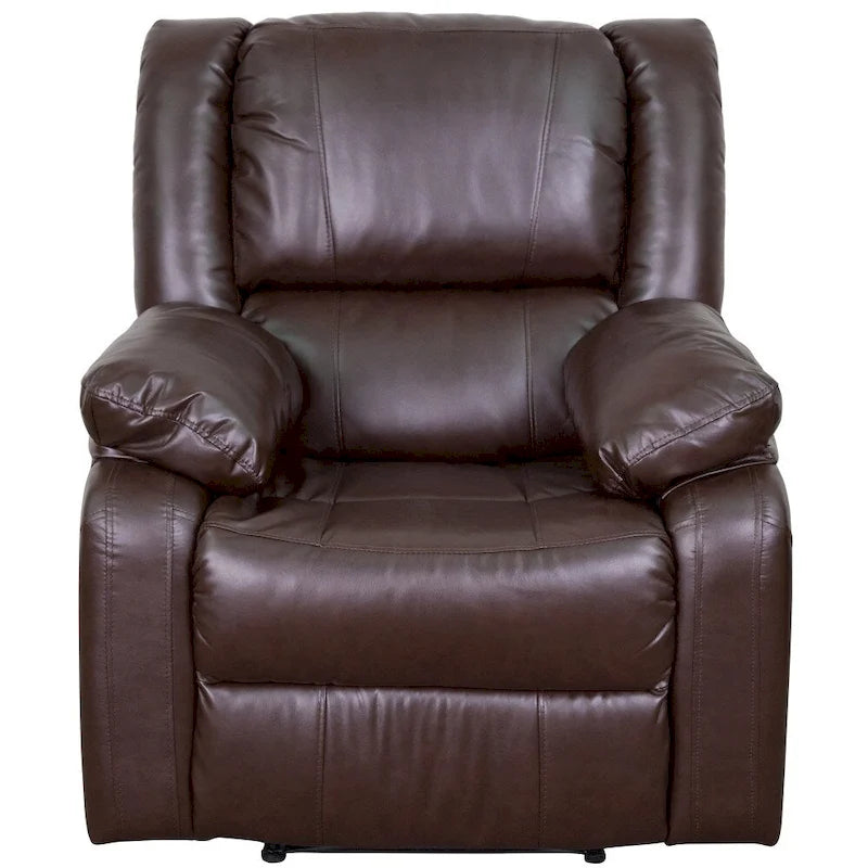 Fauteuil inclinable en cuir synthétique noir/marron/gris/crème/cognac à dossier oreiller, simple