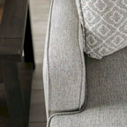 Canapé 3 places en tissu aspect lin gris avec coussins d'appoint