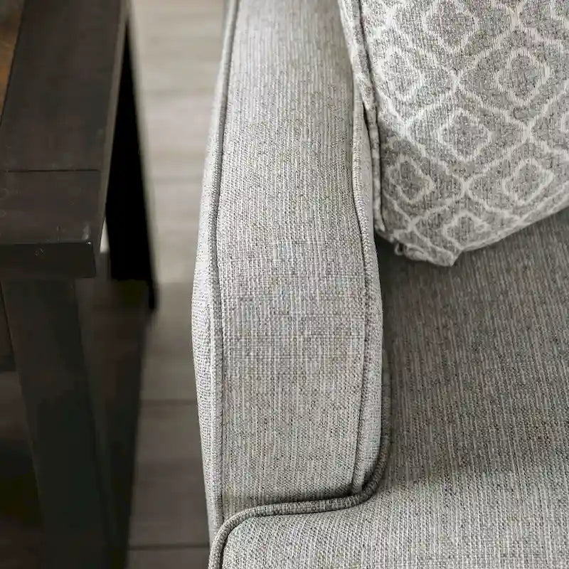 Canapé 3 places en tissu aspect lin gris avec coussins d'appoint