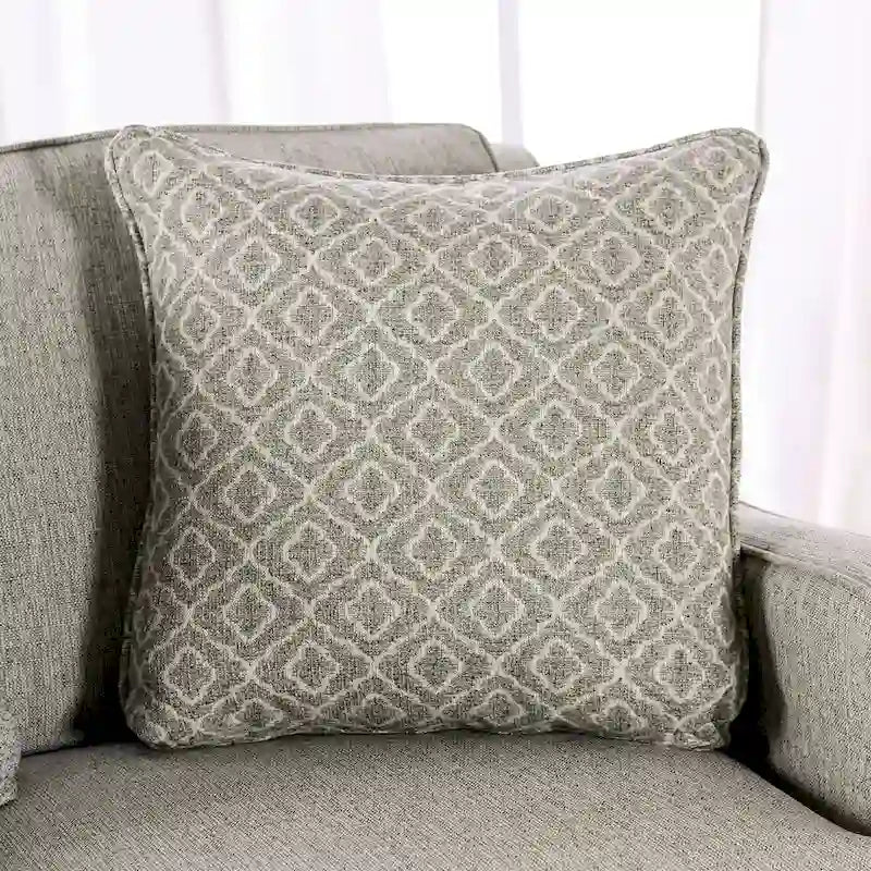 Canapé 3 places en tissu aspect lin gris avec coussins d'appoint