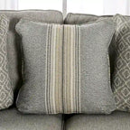 Canapé 3 places en tissu aspect lin gris avec coussins d'appoint