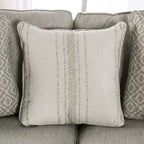 Canapé 3 places en tissu aspect lin gris avec coussins d'appoint