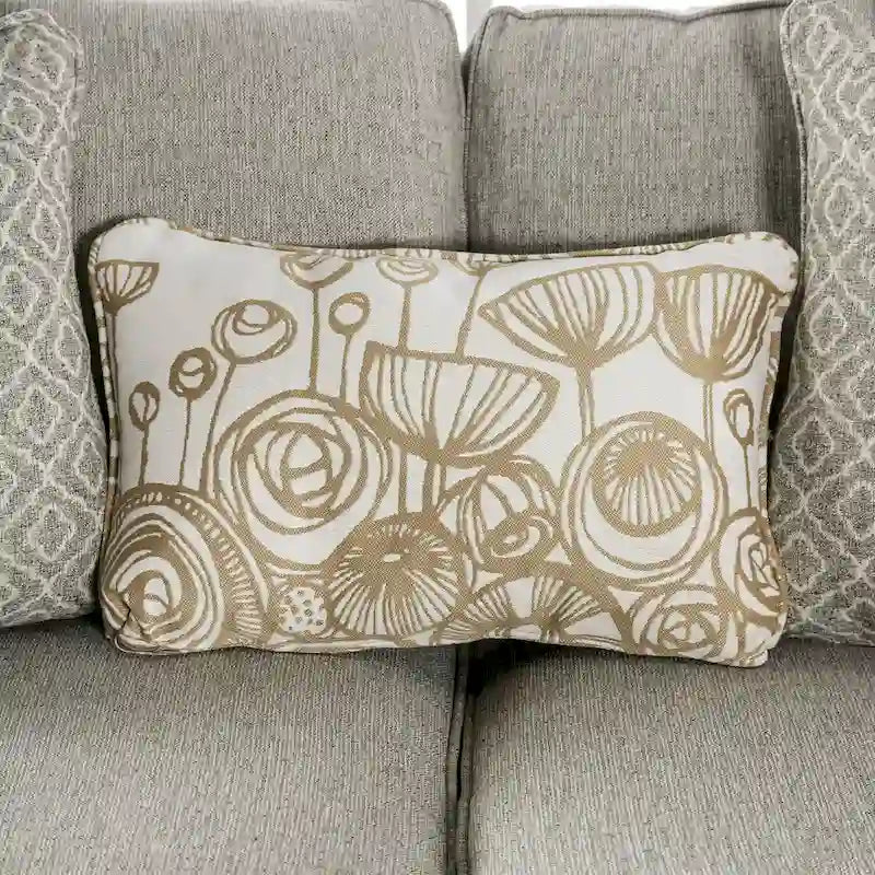 Canapé 3 places en tissu aspect lin gris avec coussins d'appoint