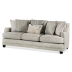 Canapé 3 places en tissu aspect lin gris avec coussins d'appoint