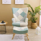 Fauteuil d'appoint avec pouf, ensemble fauteuil et pouf de salon, fauteuil d'appoint confortable pour chambre à coucher, surface en tissu à épissures créatives