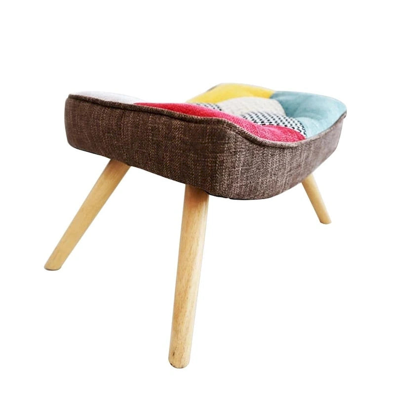 Fauteuil d'appoint avec pouf, ensemble fauteuil et pouf de salon, fauteuil d'appoint confortable pour chambre à coucher, surface en tissu à épissures créatives