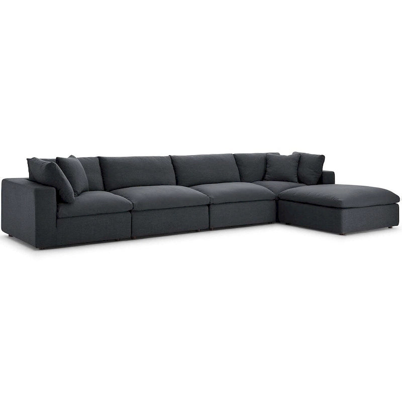 Ensemble de canapé d'angle 5 pièces en tissu/bois garni de duvet Copper Grove Hrazdan