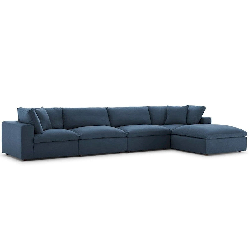 Ensemble de canapé d'angle 5 pièces en tissu/bois garni de duvet Copper Grove Hrazdan