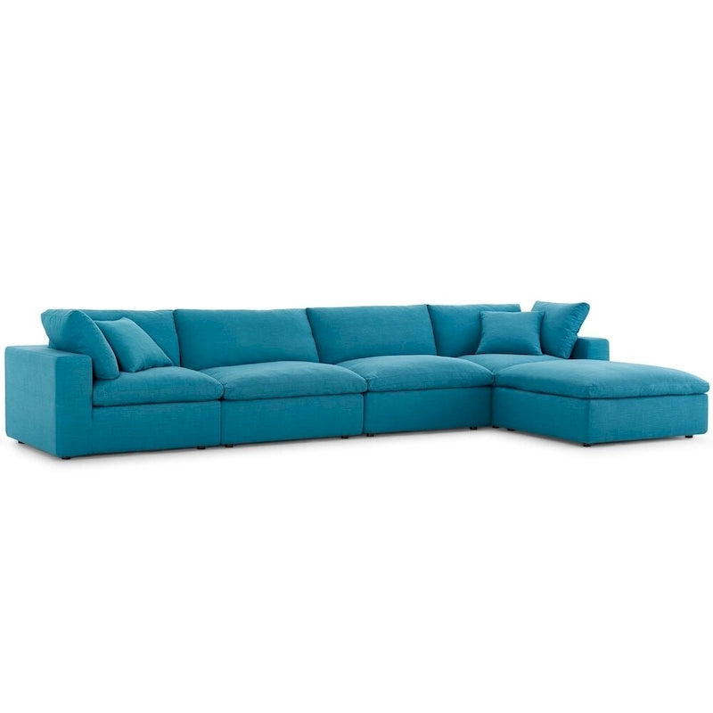Ensemble de canapé d'angle 5 pièces en tissu/bois garni de duvet Copper Grove Hrazdan